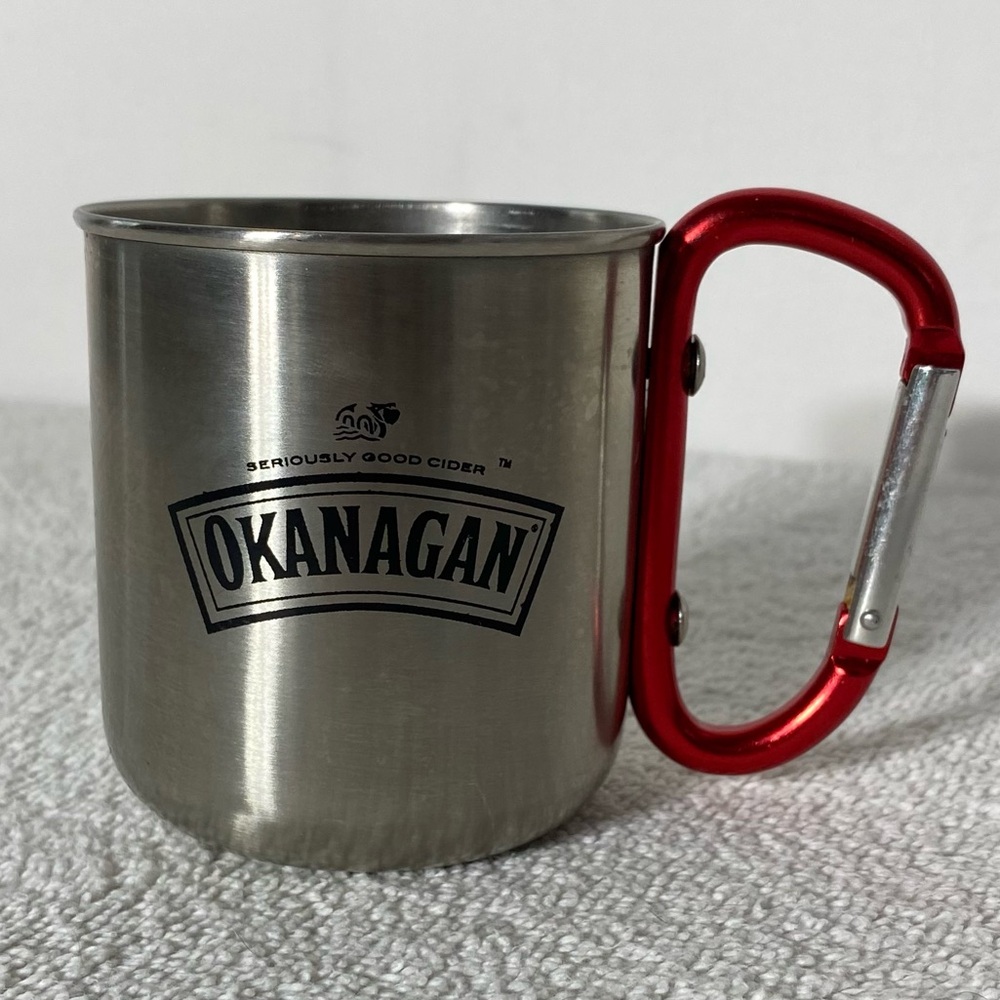 5/$35 Okanagan Cider Stainless Steel Mug Travel Camping Cup w Carabiner Handle